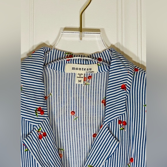 Blue and White Striped, Tie Front Top - Picture 3 of 4